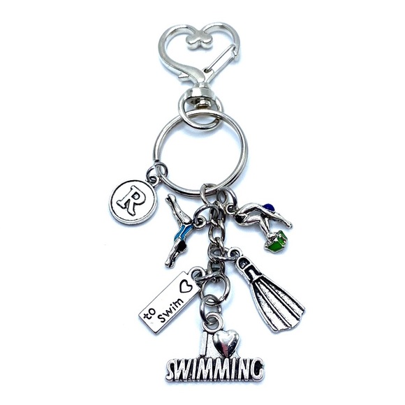 Swimming Keychain Bag Charm Swimmer May Be Personalized - Picture 5 of 8